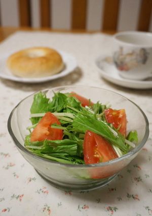 簡単☆水菜とトマトのサラダ-レシピのメイン写真