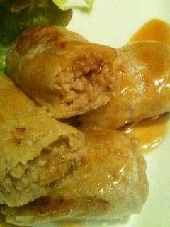 肉じゃが風味の焼き生春巻き(棒餃子!?)-レシピのメイン写真