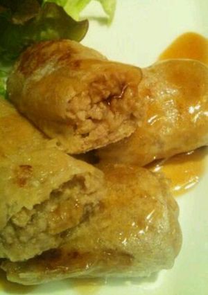 肉じゃが風味の焼き生春巻き（棒餃子!?）-レシピのメイン写真