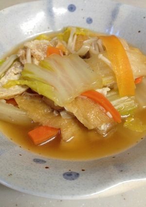 鍋に入れて煮るだけ!油あげと白菜の煮浸し-レシピのメイン写真