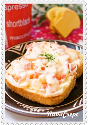 玉葱ベーコンで明太子トースト-レシピのメイン写真