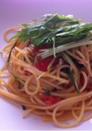 ランチに！トマトとシラスと水菜のパスタ-レシピのメイン写真