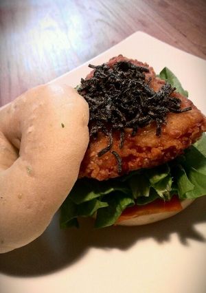 春菊と塩昆布で★和風ベーグルサンド★-レシピのメイン写真