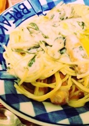 10分で完成☆簡単水菜のクリームパスタ-レシピのメイン写真