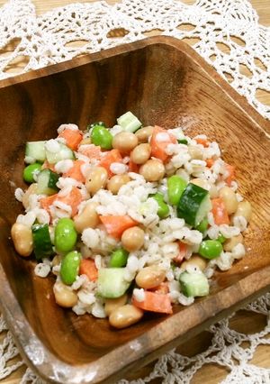 ★食物繊維たっぷりの押し麦豆サラダ★-レシピのメイン写真