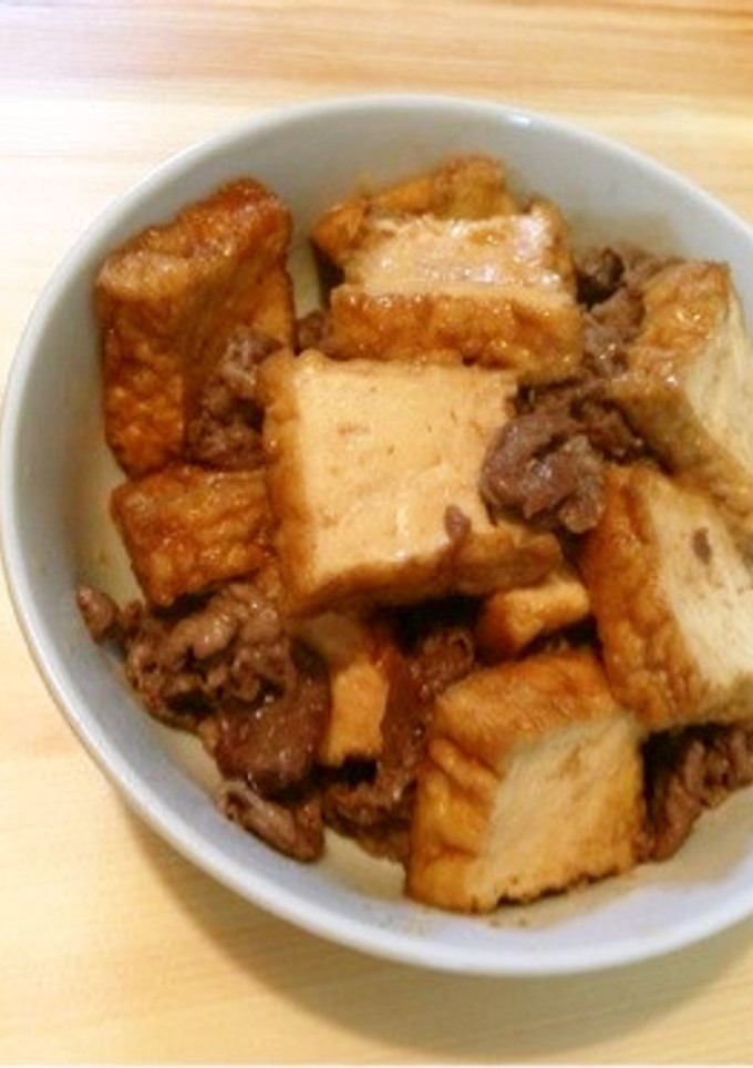美味しい！厚揚げと牛肉の甘辛煮♪-レシピのメイン写真