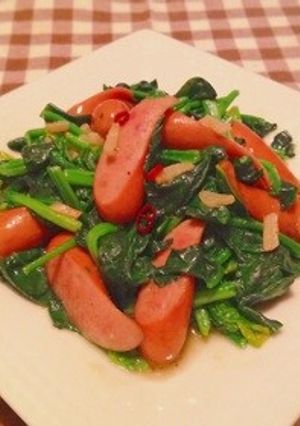 ウィンナーとほうれん草のペペロン炒め-レシピのメイン写真