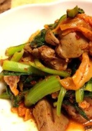 鶏レバーのキムチ炒め-レシピのメイン写真