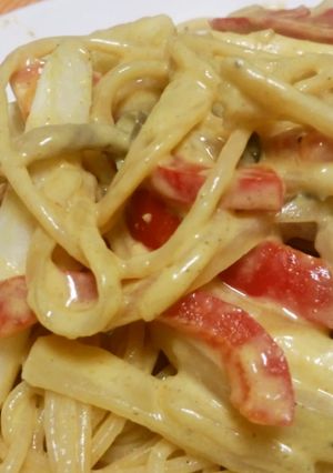 ホワイトアスパラのカレークリームパスタ-レシピのメイン写真