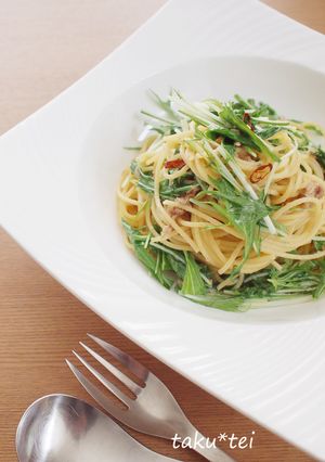 ツナと水菜のパスタ♪-レシピのメイン写真