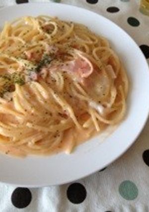 牛乳＆全卵で＊トマトカルボナーラ-レシピのメイン写真
