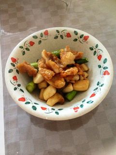 鶏皮で☆ エリンギとアスパラ炒め-レシピのメイン写真