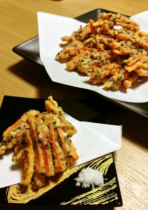 一本でもたっぷり　黒ごま人参かき揚げ-レシピのメイン写真