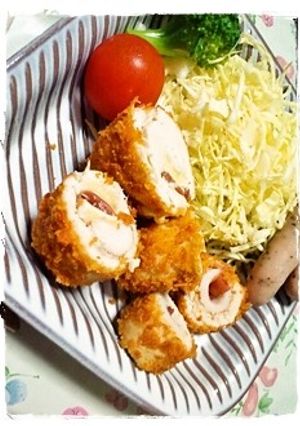 レンジで♪梅ちくわ＆梅チーズのささみカツ-レシピのメイン写真
