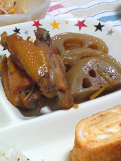 鳥手羽とれんこんの煮物-レシピのメイン写真