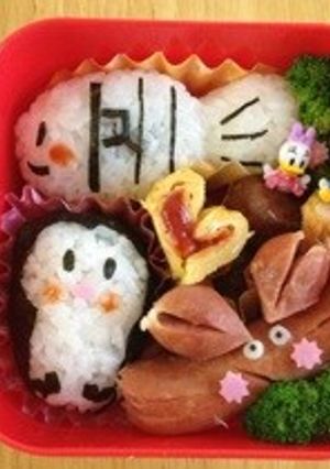 キャラ弁 水族館には魚＆ペンギン-レシピのメイン写真