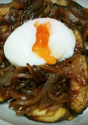 ナスの生姜焼き風丼・温玉のせ！-レシピのメイン写真