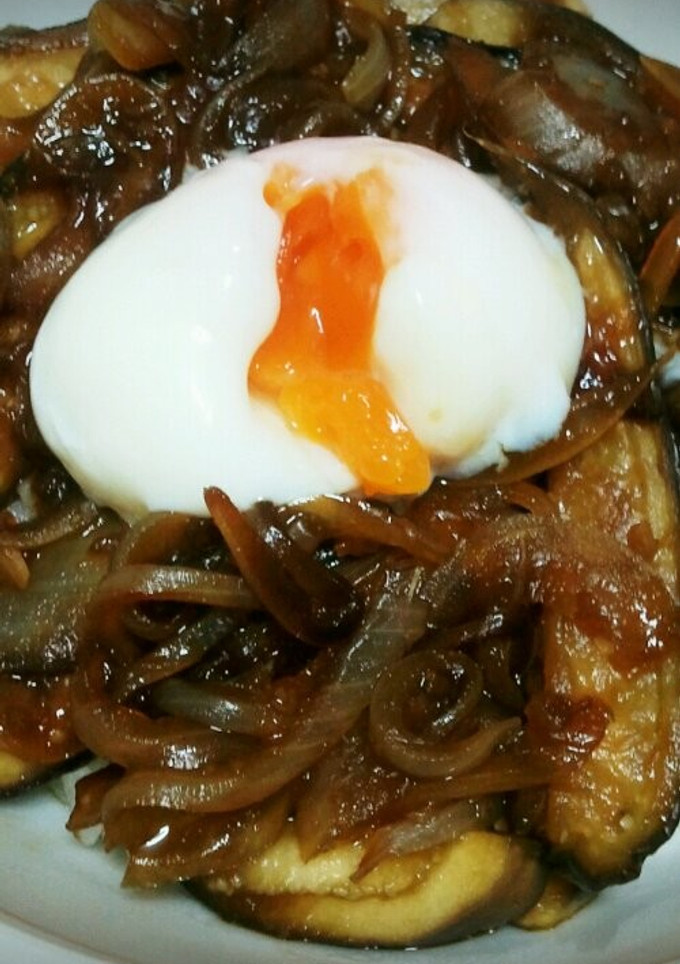 ナスの生姜焼き風丼・温玉のせ！-レシピのメイン写真