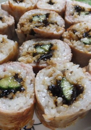 豚肉巻き【ご飯といり胡麻＆塩こんぶ】-レシピのメイン写真