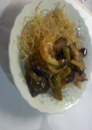 麻婆茄子とパリパリ麺-レシピのメイン写真