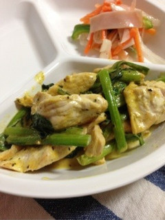 鳥胸とほうれん草のマヨカレー炒め-レシピのメイン写真