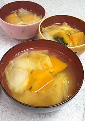 かぼちゃと白菜のお味噌汁-レシピのメイン写真