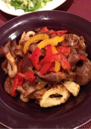 唐揚げ粉で☆砂ずりのスパイシーカレー炒め-レシピのメイン写真