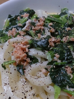 鮭とほうれん草のクリームうどん-レシピのメイン写真