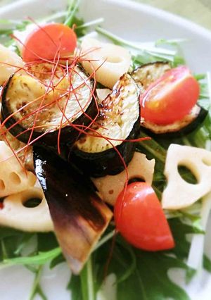 【焼き野菜】ナスとレンコンの中華風サラダ-レシピのメイン写真