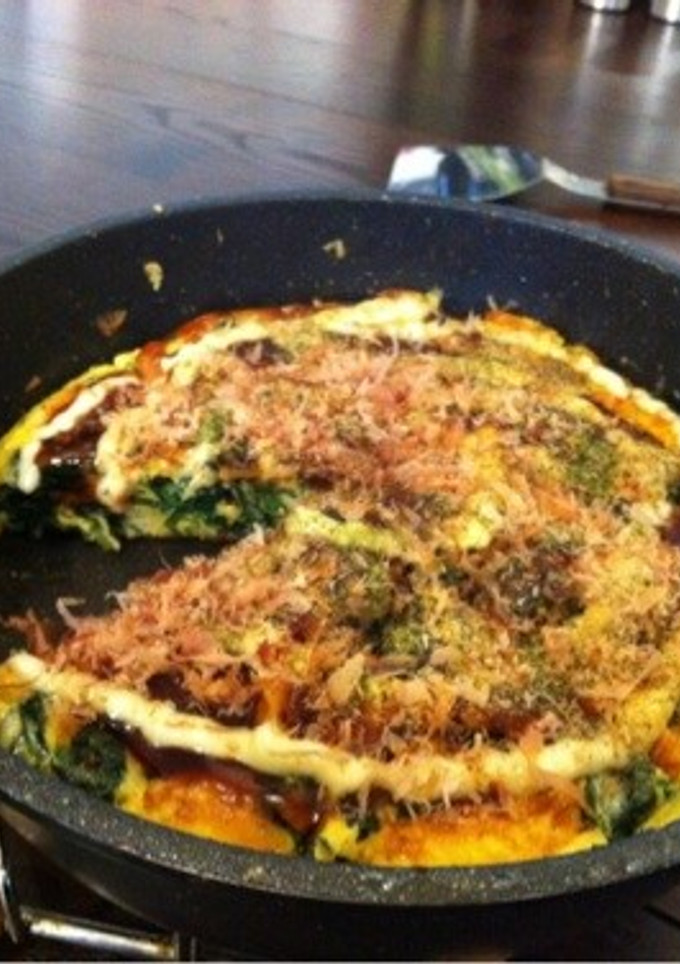 粉いらず！卵とほうれん草のお好み焼き風-レシピのメイン写真