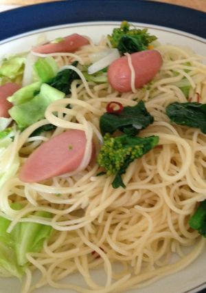 菜の花とウインナーのペペロンチーノ-レシピのメイン写真