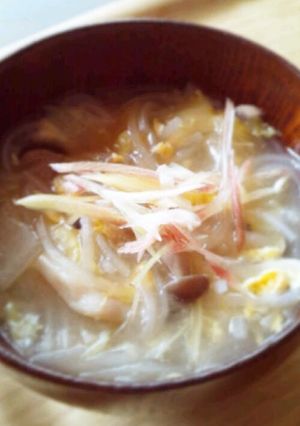 白菜とマロニーのふわとろ卵スープ-レシピのメイン写真