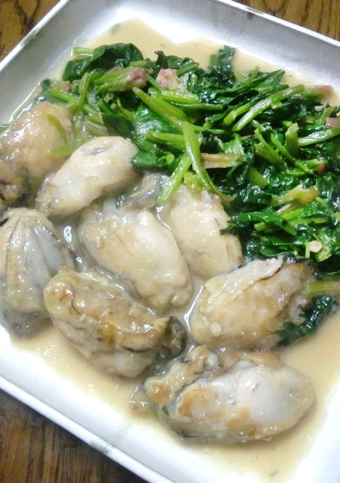 牡蠣とほうれん草の味噌炒め-レシピのメイン写真