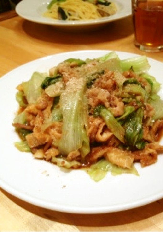 豚肉と油揚げのレタス味噌炒め-レシピのメイン写真
