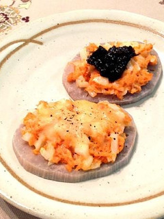 簡単☆蓮根と鮭フレークの焼きおつまみ-レシピのメイン写真