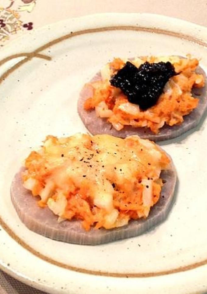 簡単☆蓮根と鮭フレークの焼きおつまみ-レシピのメイン写真
