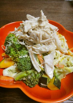 レンジで簡単♪　温野菜の棒々鶏サラダ-レシピのメイン写真