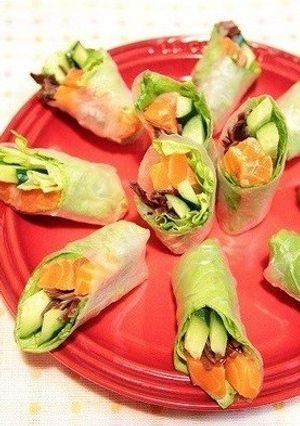 簡単華やか☆サーモンときくらげの生春巻き-レシピのメイン写真