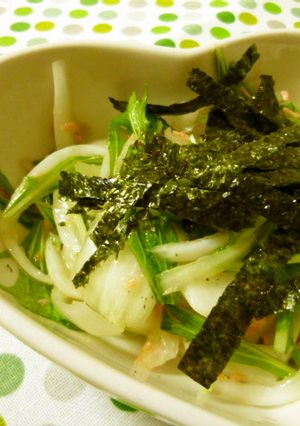 ☆新玉ねぎと水菜の鮭ドレッシングサラダ-レシピのメイン写真