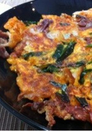 韓国料理 簡単！豚キムチチーズチヂミ-レシピのメイン写真