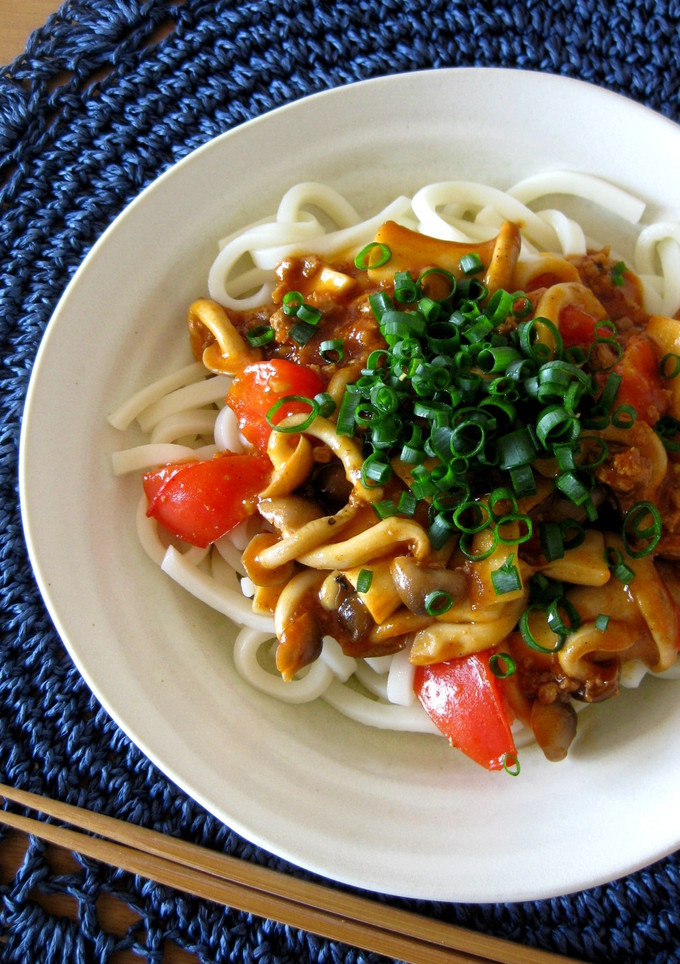 トマトときのこのマーボーうどん-レシピのメイン写真