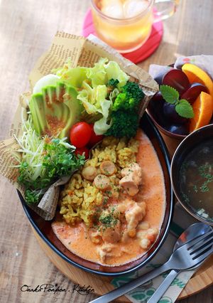 カレーピラフ♡チキントマトクリーム添え-レシピのメイン写真