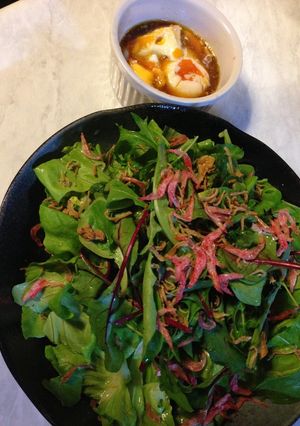 目分量☆簡単！温泉玉子麺つゆドレッシング-レシピのメイン写真