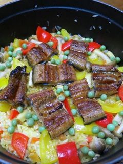 ウナギ蒲焼きのパエリャ-レシピのメイン写真