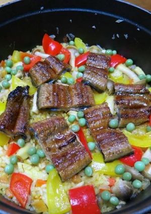 ウナギ蒲焼きのパエリャ-レシピのメイン写真