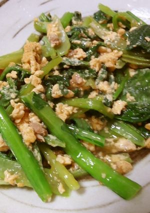 中華名菜麻婆茄子で小松菜卵炒め-レシピのメイン写真