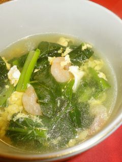 チンゲン菜と海老の卵とじスープ゚-レシピのメイン写真