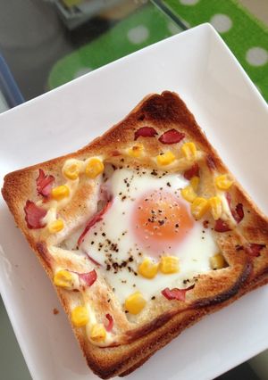 型抜き☆ＤＥ目玉焼きトースト-レシピのメイン写真