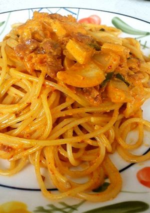 ペチュキムチのクリームソースパスタ-レシピのメイン写真