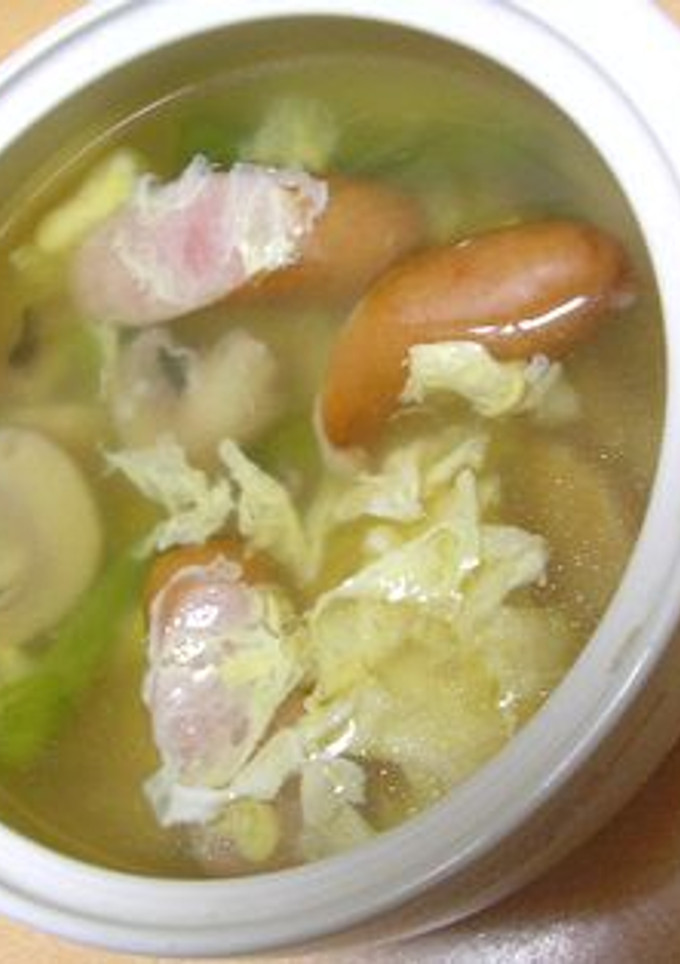 すごくおいしい！きのことウインナーのかき玉コンソメスープ-レシピのメイン写真